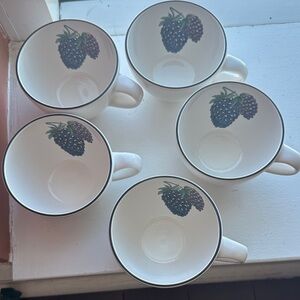 Pfaltzgraff White Mugs with Blueberry/Blackberry Design